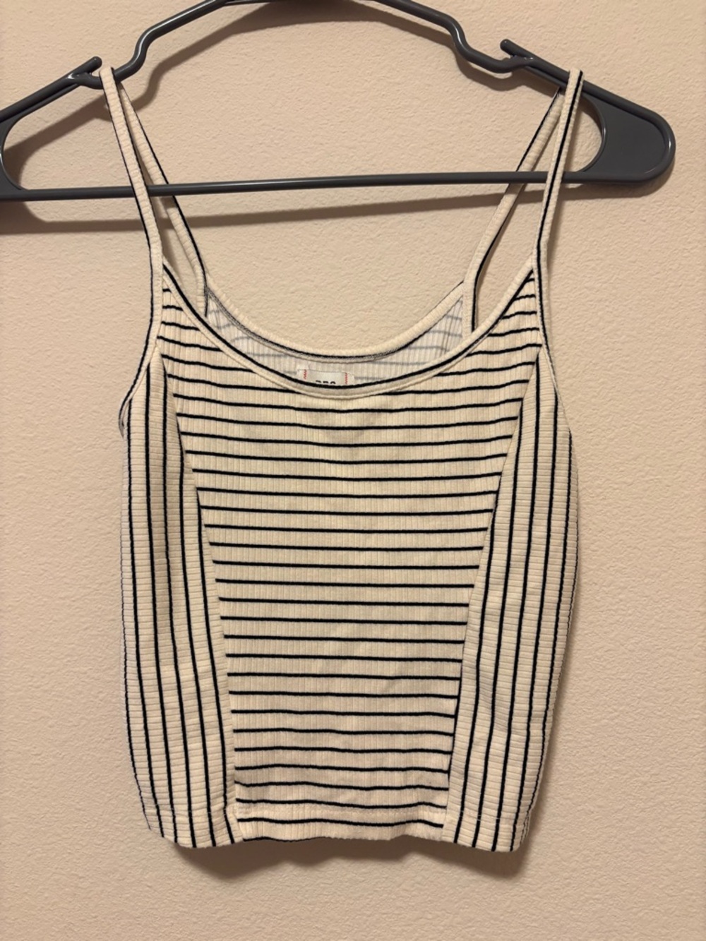 BDG Striped Ribbed Tank Top in Cream and Black